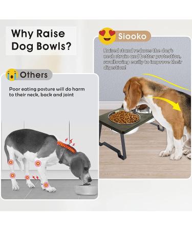 Siooko Elevated Dog Bowls Wood Raised Stand with 2 Stainless Steel Bowls | Non-Slip Feet | 7.7 Tall | 58 oz Capacity - Buy Online on GoSupps.com