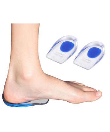 2 Pack - KidSole Shock Absorbing Lightweight Gel Heel Cups for Kid's with Sensitive Heels, Heel Spurs, Plantar Fasciitis, or Ankle Pain (Pink) (Red) (Pink Kids Size 2-6) (Blue Kids Size 2-6)