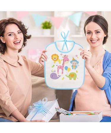 Libbon DIY Paint Bibs - 12 White Baby Bibs 26x30 cm Double-Sided Includes 12 Textile Pencils & 3 Stencils - Perfect for Baby Party Games & Creative Fun - Buy Online on GoSupps.com