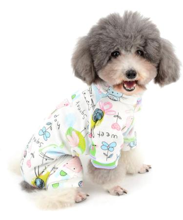 Zunea Small Dog Overall - Enchanting Mouse Floral Cotton Romper for Puppies & Cats | Cozy Four-Legged Pajama Clothing (XL Pack of 1) - Buy Online on GoSupps.com