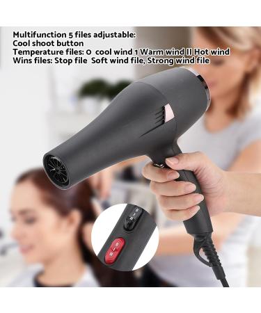 2000W Hair Dryer Hot and Cold Blow Dryer Hair Styling Dryer Adjustable 5 Temperature Files Hair Styling Tool with 2 Nozzle for Home and Salon(US Plug) - Buy Online on GoSupps.com