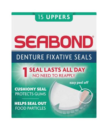 Seabond Denture Fixative Seals  Soft Adhesive Cushion  Last All Day & Protect Gums  15 Uppers Pack of 1 pack of 1 Uppers