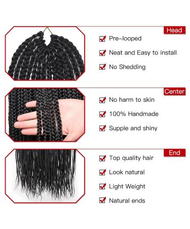 Xtrend 8 Packs 18 Inch Box Braids Crochet Hair | Medium Knotless Pre-looped Synthetic 3X Braiding Hair Extension for Women | 18Strands/pack 1B | Pack of 8 - Buy Online on GoSupps.com