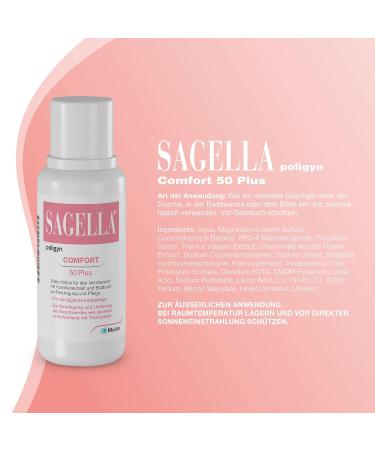 Sagella Poligyn Comfort 50 Plus - Intimwaschlotion with Chamomile & Bisabolol for Menopause Care | 500 ml - International Shipping Available - Buy Online on GoSupps.com