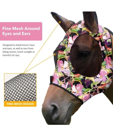 Shop Harrison Howard Stretchable UV Protection Fly Mask - Breathable Full Visibility Ventilating Ear Covers - Blossom Vibe (Large) - International Shipping Available - Buy Online on GoSupps.com