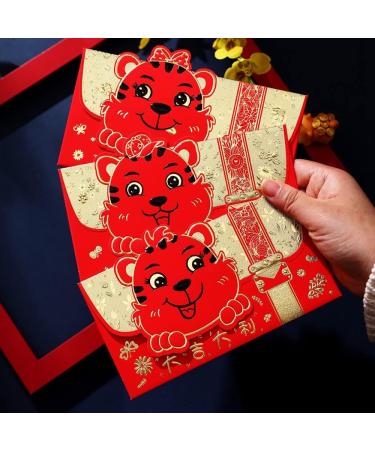 Rwedkd Pack of 3 Chinese Red Envelopes Year of the Tiger Bao Lucky Money Packages for Spring Festival Birthday Items B - Buy Online on GoSupps.com