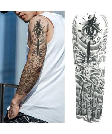 NEZAR Maori Temporary Tattoo Sleeve - 11 Sheets, Tiki Turtle Manta, Black Dragon Totem, Waterproof Fake Tattoo Sleeves for Men and Women - Buy Online on GoSupps.com