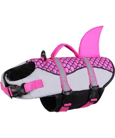 ASENKU Dog Life Jacket - Ripstop Vest with Reflective Strip | Pink Shark XS | Dog Lifesaver Swimsuit for Swimming and Boating - Buy Online on GoSupps.com