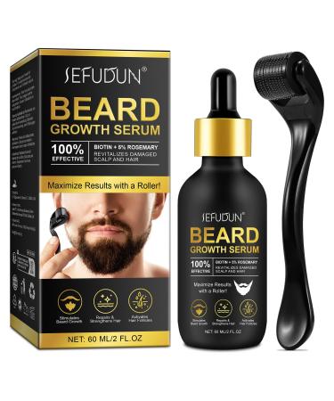 Kit de croissance de barbe s rum de croissance de barbe avec rouleau huile de croissance de barbe - croissance rapide et paisseur pour les hommes