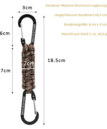 Braveshine Carabiner Paracord Keychain - Durable Hook & Band for Kids Men & Women - Camouflage & Orange Options - Buy Online on GoSupps.com