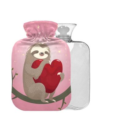 Sloth Heart Hot Water Bottle with Cover 1L Small Hot Water Bag for Pain Relief Back Pain Hot and Cold Therapy BPA Free