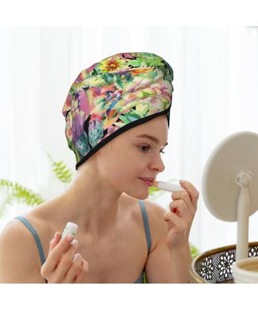 Watercolor Blooming Cactus Microfiber Hair Towel - Soft Super Absorbent & Quick Dry Hair Wrap for Long Curly & Thick Hair - Buy Online on GoSupps.com