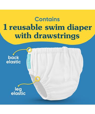 Charlie Banana Reusable Swim Diaper - Adjustable Drawstring, Leak-Proof Fit - Pencil Stripes Blue - Large (20-27lbs) - Buy Online on GoSupps.com