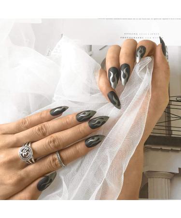 Sethexy Matt Long Black Stiletto Nail Tips - 24pc Acrylic False Fingernails for Women & Girls - Complete Salon Art Design - Buy Online on GoSupps.com