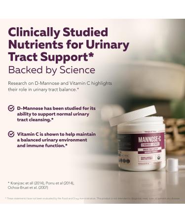 Mannose-C - Organic D Mannose Powder + Whole Food Vitamin C Natural UTI Support Supplement to Flush & Cleanse Urinary Tract Certified Organic Urinary Health for Women Vegan Non-GMO (60 Servings) 3.39 Ounce (Pack of 1) - Buy Online on GoSupps.com