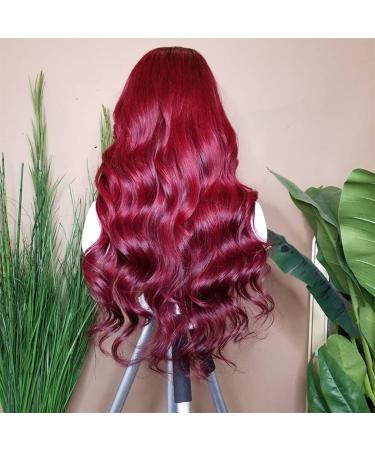 Seelaak Burgundy 13X4 HD Transparent Lace Front Body Wave Wig 100% Human Hair - Ombre Red T-99j, 200% Density, Natural Hairline for Black Women - 20 inch - Buy Online on GoSupps.com