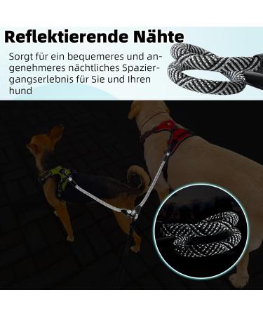 Snagle PAW Double Dog Leash for 2 Dogs | 360 Reflective No-Hogging Design | Durable Leash for Medium & Large Dogs (13-22 kg) - Black & Blue - Buy Online on GoSupps.com