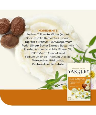 Yardley Shea Buttermilk Bath Bar 4oz - 3 Pack | Luxurious Moisturizing Soap for Glowing Skin - International Shipping Available - Buy Online on GoSupps.com
