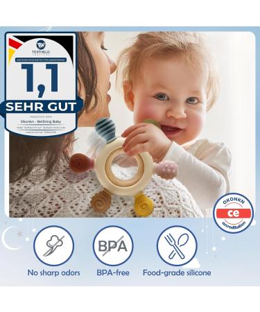 Okonkn Bei ring Baby 2024 | BPA-Free Silicone Dental Aid & Teething Toy | Baby Accessories for Boys & Girls (4+ Months) - Green - Buy Online on GoSupps.com