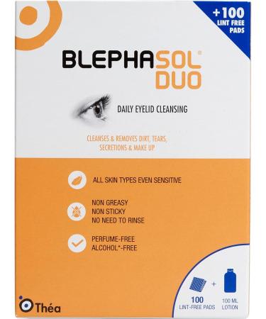 THEA PHARMA Blephasol Duo 100ml Eyelid Cleansing Micellar Lotion with 100 Cotton Pads | Preservative-Free Formula for Daily Eye Care | Ideal for Contact Lens Users - Buy Online on GoSupps.com