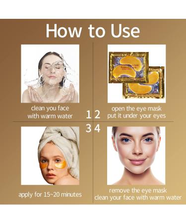 24K Gold Collagen Under Eye Mask 30 Pairs Anti-Aging Gel Pads for Bags Wrinkles Dark Circles & Puffiness - Buy Online on GoSupps.com