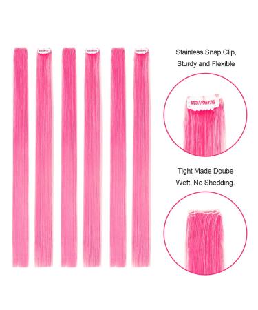 20 Inch Colored Clip in Hair Extensions - 10pcs Straight Pink Fashion Hairpieces for Party Highlights - Buy Online on GoSupps.com