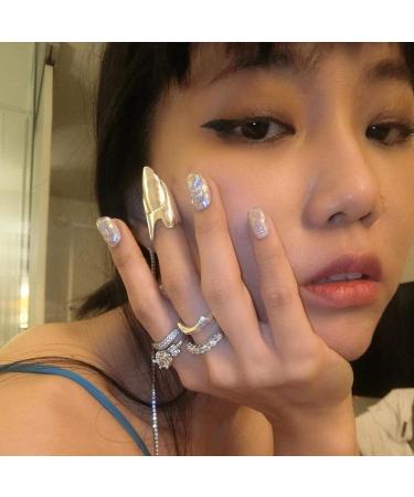 HUIFACAI Adjustable Finger Nail Art Finger Rings Women Girl Gifts Jewelry Nail Rings Adjustable Fingertip Rings Alloy Material Gold - Buy Online on GoSupps.com