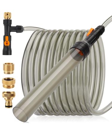 hygger Upgrade Aquarium Water Changer Kit, Semi-Automatic Fish Tank Gravel Cleaner, with 25 FT 33 FT 49 FT Water Hose, Flow Control Valve 49FT