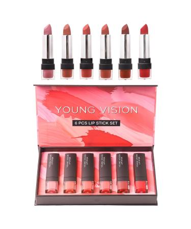 Hudhowk's 6-part sexy lipstick set made of matt velvet-Stay All Day Lipsticks Non-stick water poet velvety lipstick-long-lasting waterproof moisturizing lip gloss B