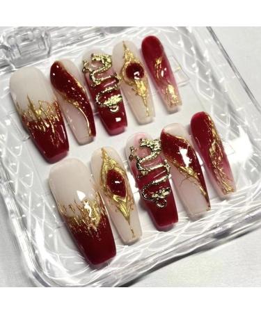 Temperament-enhancing manicure lucky manicure hand-worn manicure rich red manicure three-dimensional Chinese style.(S) - Buy Online on GoSupps.com