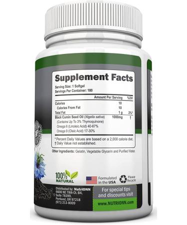 Black Seed Oil Softgels 1000mg - 180 Capsules - Cold-Pressed Non-GMO Black Cumin Seed Extract with High Thymoquinone - Omega 6 & 9 Fatty Acids - Immune & Joint Support - Buy Online on GoSupps.com