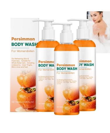 WRANBAO Persimmon Shower Gel Helps Eliminate Body Odors Deodorant Persimmon Shower Gel Deep Cleans and Moisturizes For Underarms and Feet Suitable for the Elderly (3 pcs)