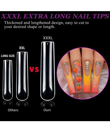 AITRAI Long Square Nail Tips - 504pcs XXL/XXXL Full Cover Straight Acrylic Fake Nails with Files for Salon & Home Nail Art | 12 Sizes Available - Buy Online on GoSupps.com