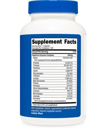 Nutricost Digestive Enzymes 620mg 120 Capsules - Complete Digestive Enzyme Supplement 120 Count (Pack of 1) - Buy Online on GoSupps.com
