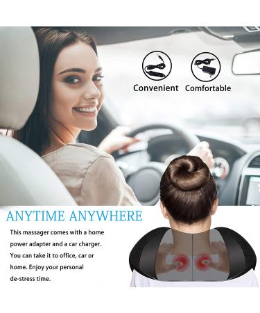 Electric Neck Massager with Heat - Shiatsu Shoulder Back Massage Pillow for Deep Tissue Relief, Gifts for Mom/Dad - Black - Buy Online on GoSupps.com