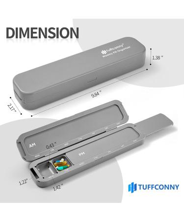 Weekly Pill Organizer | Travel Medicine Case - 7 Day Pill Box for Vitamins & Tablets | Elegant Gray  - Buy Online on GoSupps.com