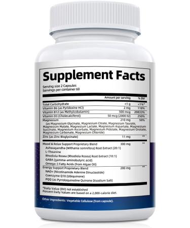 Migcopat Magnesium Complex w/Magnesium Glycinate Malate Citrate | 24-in-1 Magnesium Supplement w/Ashwagandha L-Theanine & NAD+ | Supports Calm Energy Muscle & Sleep | Non-GMO 120 Vegan Caps - Buy Online on GoSupps.com