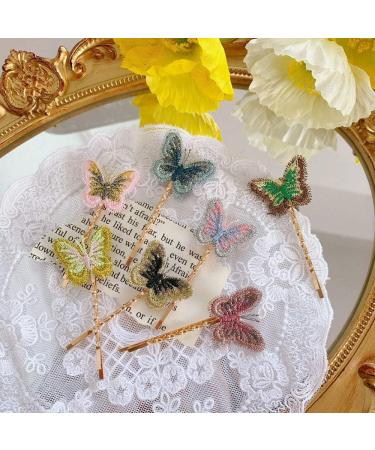 Butterfly Barrette Hair Clip Clasp with Embroidered Silk Yarn Butterflies Hair clips Accessories for Women clips 4pcs (One) - Buy Online on GoSupps.com