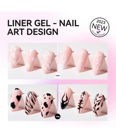 Gelike ec Nude Gel Polish Set - Sheer UV Pink French Tip Polish with Black White Gel Liner for Nail Art Design - 7ML 6PCS - Buy Online on GoSupps.com