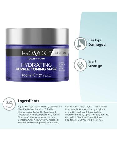 PROVOKE Touch Of Silver Hydrating Purple Toning Hair Mask 300ml - Brightens Blonde, Platinum, White, Grey Hair | Nourishing Treatment for Damaged Hair - Buy Online on GoSupps.com