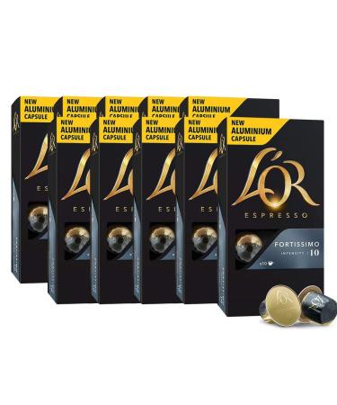 L'OR Espresso Café Fortissimo Intensity 10 – Aluminum Coffee Capsules Compatible with Nespresso®* - 10 Packs of 10 Capsules (100 Drinks)