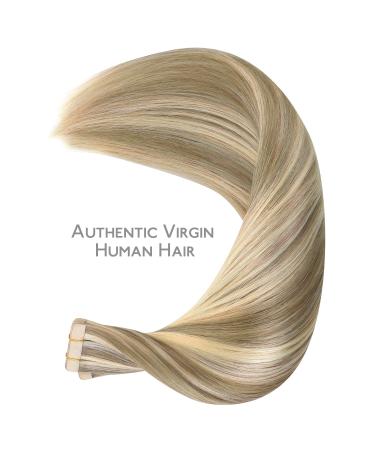 Real Hair Tape Extensions | If-of-Hearted 40pcs 100g 50cm Brown Highlights Gold Blonde | Invisible Silky Extensions #8A/22 - Buy Online on GoSupps.com