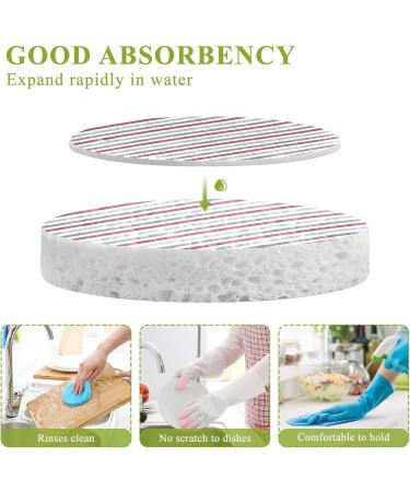 3-Pack Cleaning Kitchen Sponges Oval Retro Stripe Kitchen Cellulose Dishwashing Wood Pulp Cotton - Buy Online on GoSupps.com