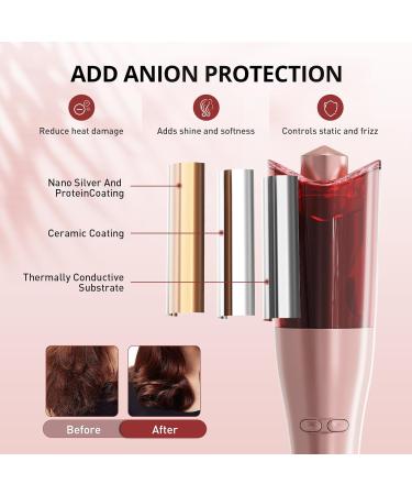 Shop 2024 Automatic Hair Curler - Upgraded Curling Iron with Anion Protection & Dual Voltage - Smart Anti-Stuck Feature 3 Temps & Timers in Rose Gold - Buy Online on GoSupps.com