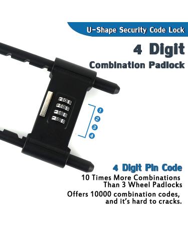 4 Digit Combination Padlock Heavy Duty Anti Theft U-Shape Security Code Lock with Adjustable Shackle for Bicycles  E-Bike Mountain Bike Glass Door Gates Shed  Fence  Adjustable Range 175-330mm 3X-Large(16.33*4.52") Black-U5 - Buy Online on GoSupps.com