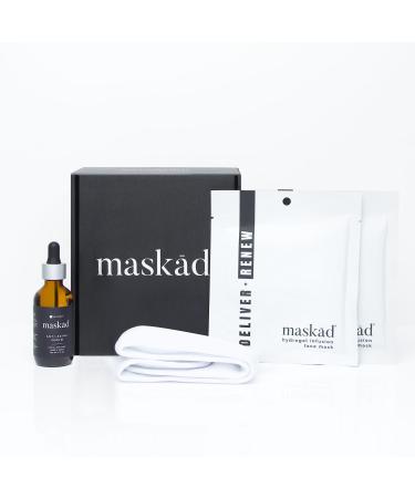 | MASK D Skin Care Set | 2oz Peptide Anti Aging Serum 2 Hydrogel Masks Headband | Face Moisturizer | Skin Care for Glowing Skin and Collagen Support | Beauty | Face Mask | All Skin Types