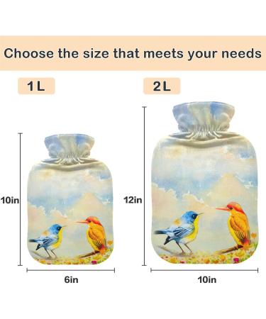 NAANLE Hot Water Bottle with Cover - Watercolor Birds 1L for Pain Relief & Heat Therapy - Transparent Design for Back Hand & Feet - Buy Online on GoSupps.com