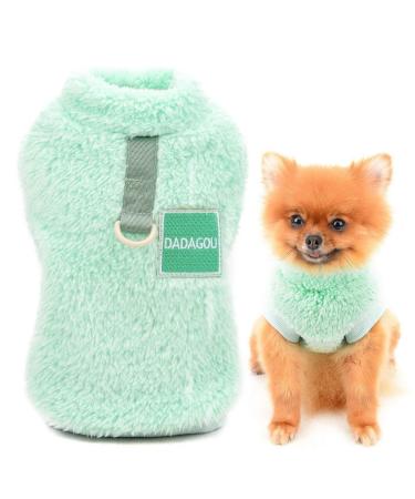 Smalllee_lucky_Store Pets-Sherpa-Fleece sweater Vest turtleneck sweater with D-ring soft sweatshirt for small dogs cats puppy yorkie chihuahua warm autumn winter clothing green M medium green