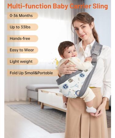 Mumgaroo Adjustable Baby Sling Carrier | Breathable & Comfortable | Cartoon Printed | 0-36 Months - Buy Online on GoSupps.com