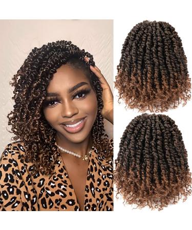Crochet Hair Pre looped 10 Inch 8 Packs Pretwisted Passion Twist Crochet Hair YDDM Passion Twist Braids Crochet Short Passion Twist Hair Pretwisted Hair Extension (10 Inch, T1B/30#) 10 Inch (Pack of 8) T1B/30#